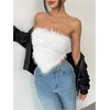 image:imageMakeMeChic Womens Fur Tops Concert Fuzzy Crop White Tube Tops Y2K Bandeau OutfitWhite