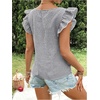 image:imageMakeMeChic Womens Gingham Top Summer Ruffle Flying Sleeve Square Neck Linen Cute Plaid Blouse ShirtsBlack and White