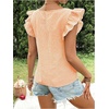 image:imageMakeMeChic Womens Gingham Top Summer Ruffle Flying Sleeve Square Neck Linen Cute Plaid Blouse ShirtsOrange