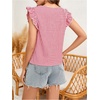 image:imageMakeMeChic Womens Gingham Top Summer Ruffle Flying Sleeve Square Neck Linen Cute Plaid Blouse ShirtsWhite and Red