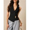 image:imageMakeMeChic Womens Halter Tank Top Vest Wrap V Neck Blouse Sleeveless Tie Back Elegant Office ShirtBlack