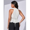 image:imageMakeMeChic Womens Halter Tank Top Vest Wrap V Neck Blouse Sleeveless Tie Back Elegant Office ShirtWhite
