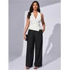 image:imageMakeMeChic Womens Halter Tank Top Vest Wrap V Neck Blouse Sleeveless Tie Back Elegant Office ShirtWhite