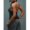 image:imageMakeMeChic Womens Halter Tops Backless Studded Asymmetrical Fitted Club Rave Grunge TankBlack