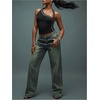 image:imageMakeMeChic Womens Halter Tops Backless Studded Asymmetrical Fitted Club Rave Grunge TankBlack