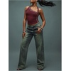 image:imageMakeMeChic Womens Halter Tops Backless Studded Asymmetrical Fitted Club Rave Grunge TankBurgundy