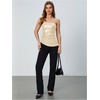 image:imageMakeMeChic Womens Leather Corset Tops Strapless Tube Asymmetrical Ruched Backless Crop Going Out TopsApricot