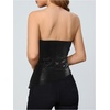 image:imageMakeMeChic Womens Leather Corset Tops Strapless Tube Asymmetrical Ruched Backless Crop Going Out TopsBlack Aa