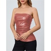 image:imageMakeMeChic Womens Leather Corset Tops Strapless Tube Asymmetrical Ruched Backless Crop Going Out TopsDusty Pink