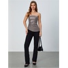 image:imageMakeMeChic Womens Leather Corset Tops Strapless Tube Asymmetrical Ruched Backless Crop Going Out TopsGrey