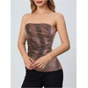 image:imageMakeMeChic Womens Leather Corset Tops Strapless Tube Asymmetrical Ruched Backless Crop Going Out TopsMulticolor