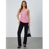 image:imageMakeMeChic Womens Leather Corset Tops Strapless Tube Asymmetrical Ruched Backless Crop Going Out TopsPink