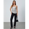 image:imageMakeMeChic Womens Leather Corset Tops Strapless Tube Asymmetrical Ruched Backless Crop Going Out TopsSilver