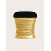 image:imageMakeMeChic Womens Leather Gold Tops Summer Tube Tops Ruched Sleeveless Slim Fit Strapless Club Concert ShirtsGold