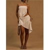 image:imageMakeMeChic Womens Linen Strapless Tube Top Backless Summer Beach Going Out Crop TopsWhite
