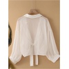 image:imageMakeMeChic Womens Long Sleeve Bat Wing Crop Tops Casual Chiffon Solid Color Shirt Beach Cover UpsApricot