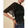 image:imageMakeMeChic Womens Mesh Dressy Poncho Tops Summer Fitted T Shirt Going Out TopBlack