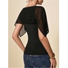 image:imageMakeMeChic Womens Mesh Dressy Poncho Tops Summer Fitted T Shirt Going Out TopBlack