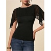 image:imageMakeMeChic Womens Mesh Dressy Poncho Tops Summer Fitted T Shirt Going Out TopBlack