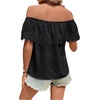 image:imageMakeMeChic Womens Off The Shoulder Tops Lace Summer Blouse Boho TopsBlack