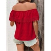image:imageMakeMeChic Womens Off The Shoulder Tops Lace Summer Blouse Boho TopsRed Solid