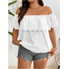 image:imageMakeMeChic Womens Off The Shoulder Tops Lace Summer Blouse Boho TopsWhiteplus