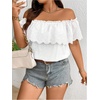 image:imageMakeMeChic Womens Off The Shoulder Tops Lace Summer Blouse Boho TopsWhiteplus
