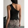 image:imageMakeMeChic Womens Off The Shoulder Tops Rivet Sleeveless Fitted Grunge Going Out TankBlack
