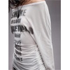 image:imageMakeMeChic Womens Off The Shoulder Tops Summer Long Sleeve Ruched Y2K Punk Tops White Small