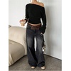 image:imageMakeMeChic Womens Off The Shoulder Tops Y2k Long Sleeve Cinched Waist Knit Going Out TopBlack