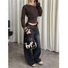image:imageMakeMeChic Womens Off The Shoulder Tops Y2k Long Sleeve Cinched Waist Knit Going Out TopCoffee Brown