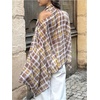 image:imageMakeMeChic Womens Plaid Off The Shoulder Poncho Top Long Sleeve Going Out Tops with ScarfKhaki
