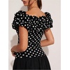image:imageMakeMeChic Womens Polka Dots Blouse Off The Shoulder Ruffle Trim Short Sleeve Dressy Shirt TopBlack and White