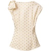 image:imageMakeMeChic Womens Polka Dots Blouse Top Cowl Neck Bow Shoulder Ruched Slessless Cute ShirtApricot