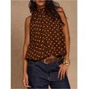 image:imageMakeMeChic Womens Polka Dots Halter Bubble Top Tie Neck Sleeveless Puffy Dressy Crop TopsBrown