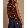 image:imageMakeMeChic Womens Polka Dots Halter Bubble Top Tie Neck Sleeveless Puffy Dressy Crop TopsBrown