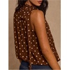 image:imageMakeMeChic Womens Polka Dots Halter Bubble Top Tie Neck Sleeveless Puffy Dressy Crop TopsBrown