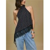 image:imageMakeMeChic Womens Polka Dots Lace Trim Halter Tank Top Y2K Mock Neck Asymmetrical Going Out Crop TopsBlack and White