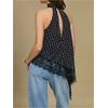 image:imageMakeMeChic Womens Polka Dots Lace Trim Halter Tank Top Y2K Mock Neck Asymmetrical Going Out Crop TopsBlack and White