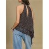 image:imageMakeMeChic Womens Polka Dots Lace Trim Halter Tank Top Y2K Mock Neck Asymmetrical Going Out Crop TopsCoffee Brown