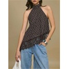 image:imageMakeMeChic Womens Polka Dots Lace Trim Halter Tank Top Y2K Mock Neck Asymmetrical Going Out Crop TopsCoffee Brown