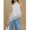 image:imageMakeMeChic Womens Polka Dots Lace Trim Halter Tank Top Y2K Mock Neck Asymmetrical Going Out Crop TopsWhite