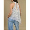 image:imageMakeMeChic Womens Polka Dots Lace Trim Halter Tank Top Y2K Mock Neck Asymmetrical Going Out Crop TopsWhite