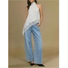 image:imageMakeMeChic Womens Polka Dots Lace Trim Halter Tank Top Y2K Mock Neck Asymmetrical Going Out Crop TopsWhite
