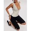 image:imageMakeMeChic Womens Polka Dots Tank Top Deep V Neck Y2K Lace Up Backless Corset TopsApricot