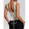 image:imageMakeMeChic Womens Polka Dots Tank Top Deep V Neck Y2K Lace Up Backless Corset TopsApricot