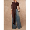 image:imageMakeMeChic Womens Poncho Tops Cape Shirts Asymmetrical Ruched Business Casual OutfitsBrown