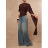 image:imageMakeMeChic Womens Poncho Tops Cape Shirts Asymmetrical Ruched Business Casual OutfitsBrown