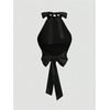 image:imageMakeMeChic Womens Satin Sleeveless Halter Top Tie Open Back Ruched Crop TopsBlack