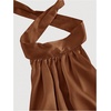 image:imageMakeMeChic Womens Satin Sleeveless Halter Top Tie Open Back Ruched Crop TopsMocha Brown